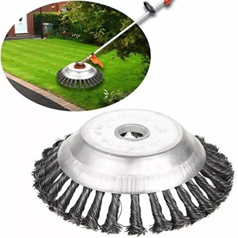 UZZDSS Outdoor Gray-Silver Steel Metal Round Wire Wheel Brush-Weed Trimmer Spools