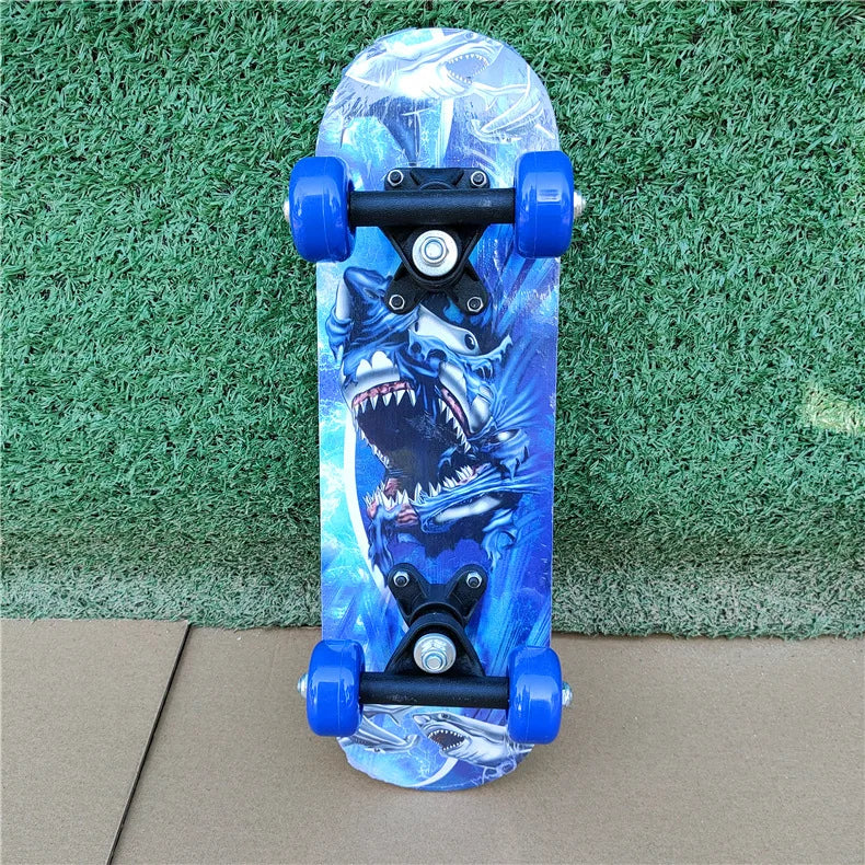 PENGGUE Kids Customized Chinese Maple Wood Double Rocker Cute Cartoon Animal Stickers 17 Inch Classic Longboard Skateboards/ Size: 43cm Length x 12.5 Width x 8cm Height/Colors-Blue/Green/Red/Multicolor/Animal