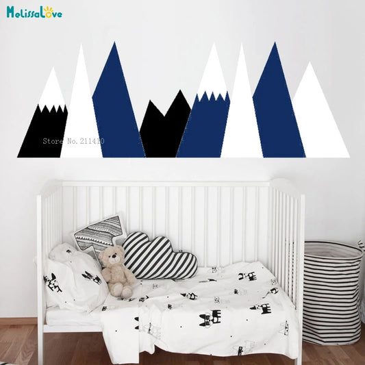 Baby-Kids Modern Customized Nature Multicolored Mountains Single-Piece Die-Cut Vinyl Wall Decals/Colors-Black/White/Gray/Multicolor