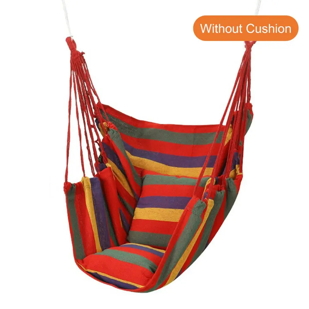 No-EN-Name-Null Outdoor-Indoor One Person Striped Black-Gray Canvas Fabric Hanging Swinging Hammock Chairs