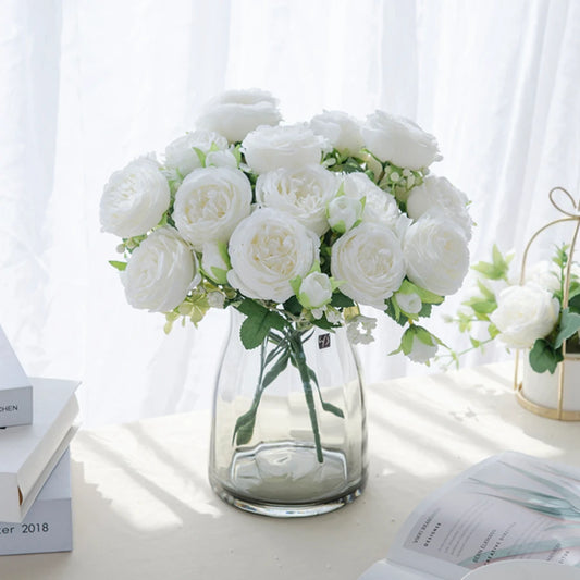 Indoor Artificial Silk-Plastic Flowering Peony Bouquets Plants/Colors-Rose Pink/Yellow/Light Pink/Blue/Dark Pink/White/Rose
