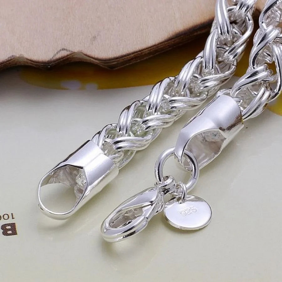 LIHONG Adult Unisex Fine Imitation Sterling Silver-Plated Round Metal Rope Bracelets