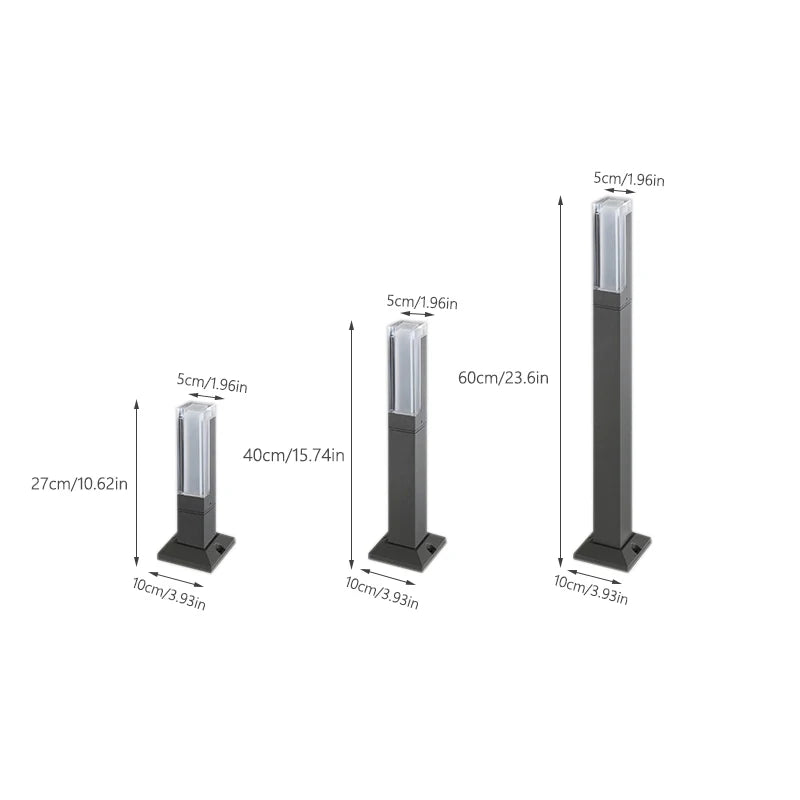 TIMULT Outdoor Waterproof AC-Powered 12V Black-White Long Rectangle Shaped Aluminum Body Warm-Cool White 10W LED Fixed Base Landscape Pathway Lights