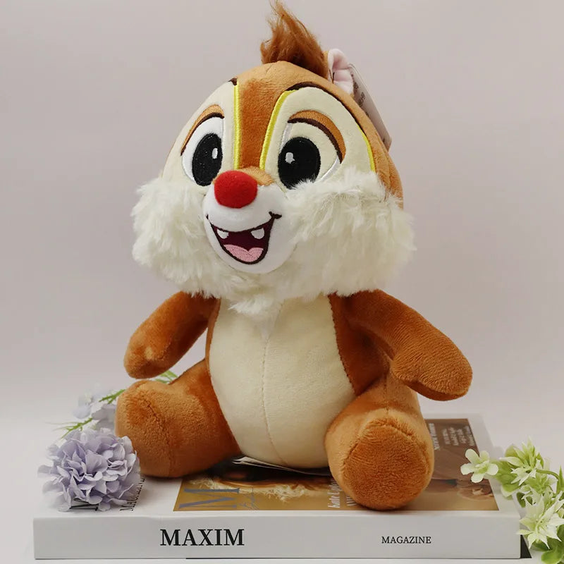 HEROCROSS 2 PCS Adults Disney's Chip-Dale Chipmunk Movie-TV Soft Plush Synthetic Polyester Fabric Brown-White Belly-Black Stripe On Back Stuffed Animal Toys Sets/Ages:18 Years Old-Adults /Colors-Brown/Animal/Black/Red/Yellow/White