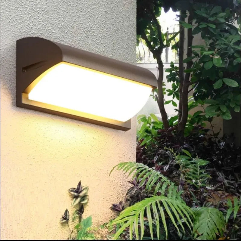 GAVT Outdoor Modern Waterproof EXTRA LARGE Black Rectangle Shaped Aluminum Metal Body Warm-Cool White LED Light Radar Motion Sensor Intelligent Light Control Wall Light Fixtures