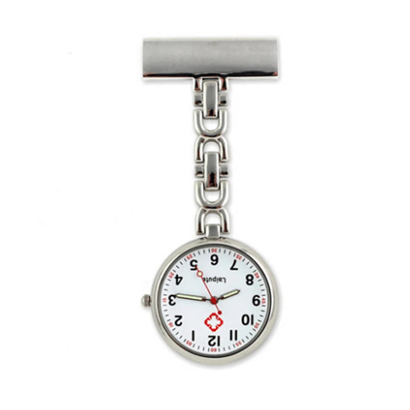 No-EN-Name-Null Gold-Silver Plated Round Metal Alloy Case Acrylic Face Lapel Pin Nurses Fob Pocket Watches