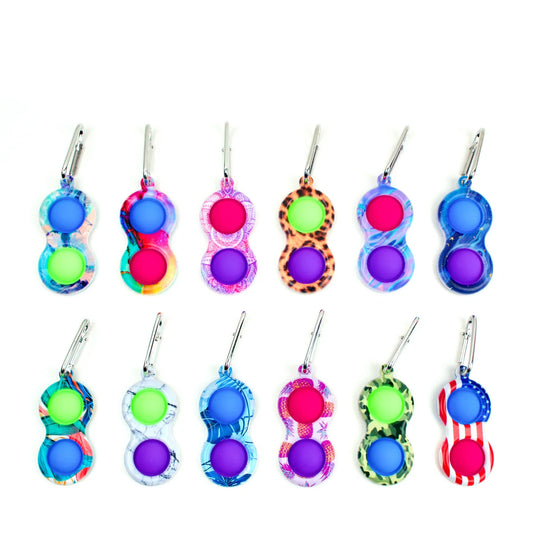 PRETTYSOUL Mini Push POP Soft Silicone Simple Dimple Anti-Stress Fidget Keychain Activity Toys/Colors-Multicolor/Pink/Red/Blue/Camouflage/White/Ages: 4-18 Years Old-Adults