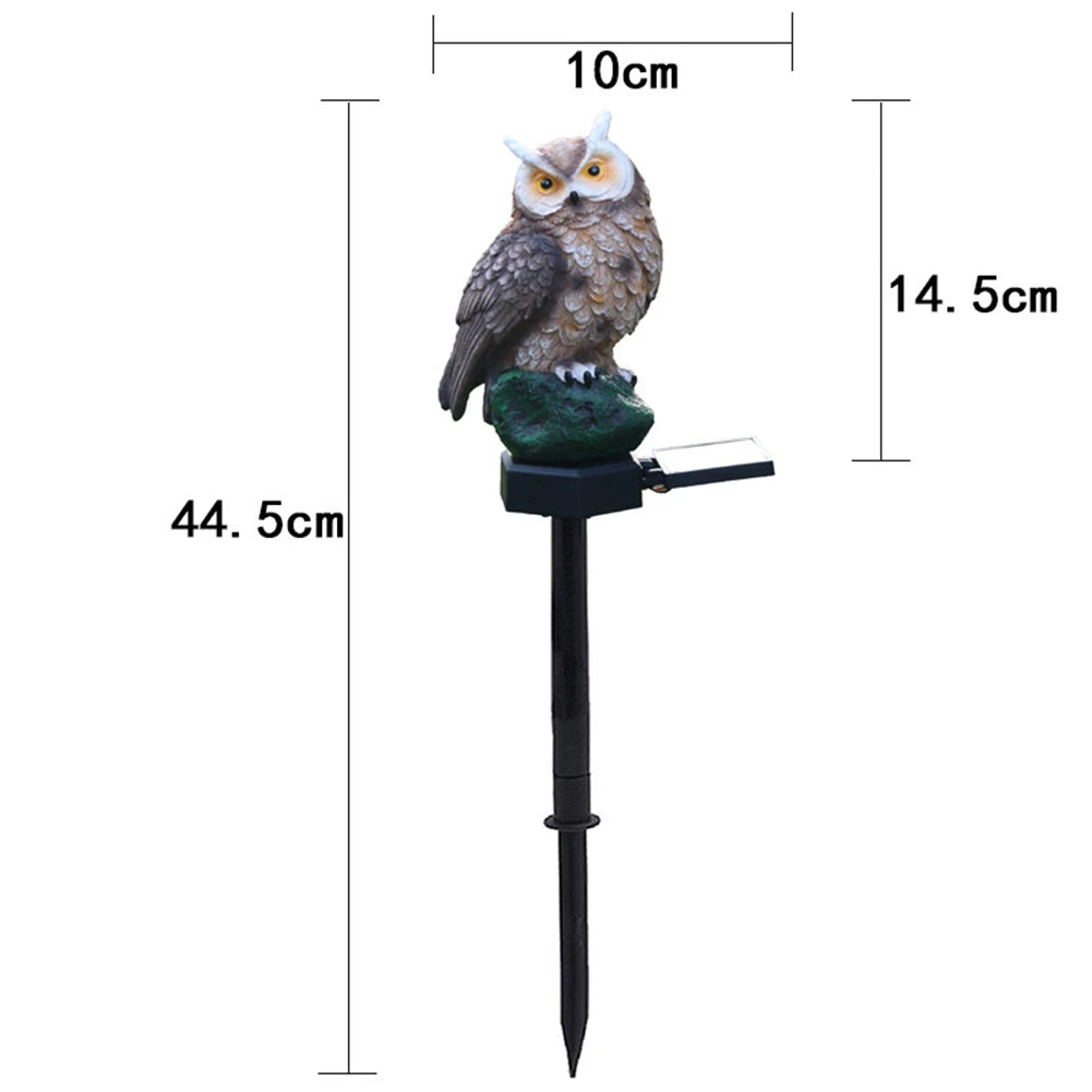 SHUNMAII Outdoor Garden Modern Plastic Body Solar-Powered LED Light Dark Brown Owl Shaped Stake Statue Waterproof Pathway Landscape Lights