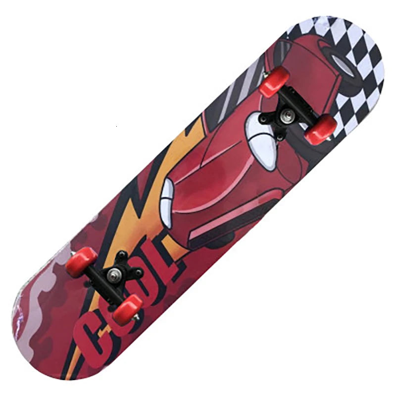 PENGGUE Kids Outdoor Double-Sided Cartoon Dinosaur-Spiderman Longboard Marple Wood-Nylon PVC-Metal  Double Rocker Skateboards/Ages: 2-8 Years Old /Colors-Blue/Black/Red/Multicolor/Animal/Plastic Wheels