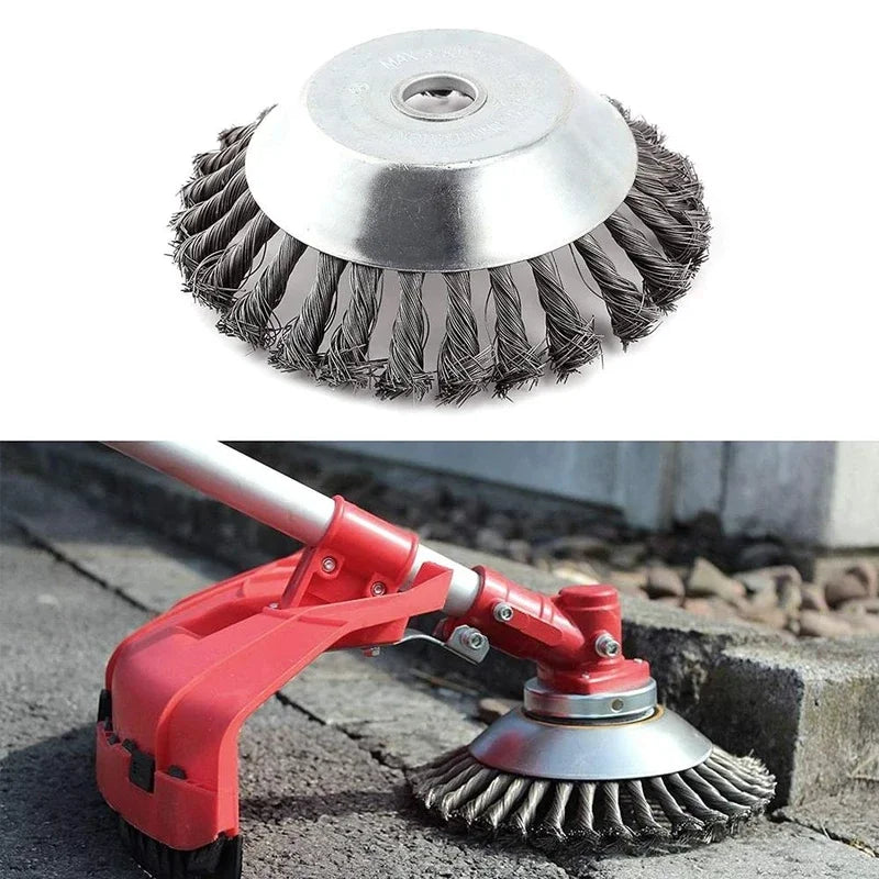 UZZDSS Outdoor Gray-Silver Steel Metal Round Wire Wheel Brush-Weed Trimmer Spools