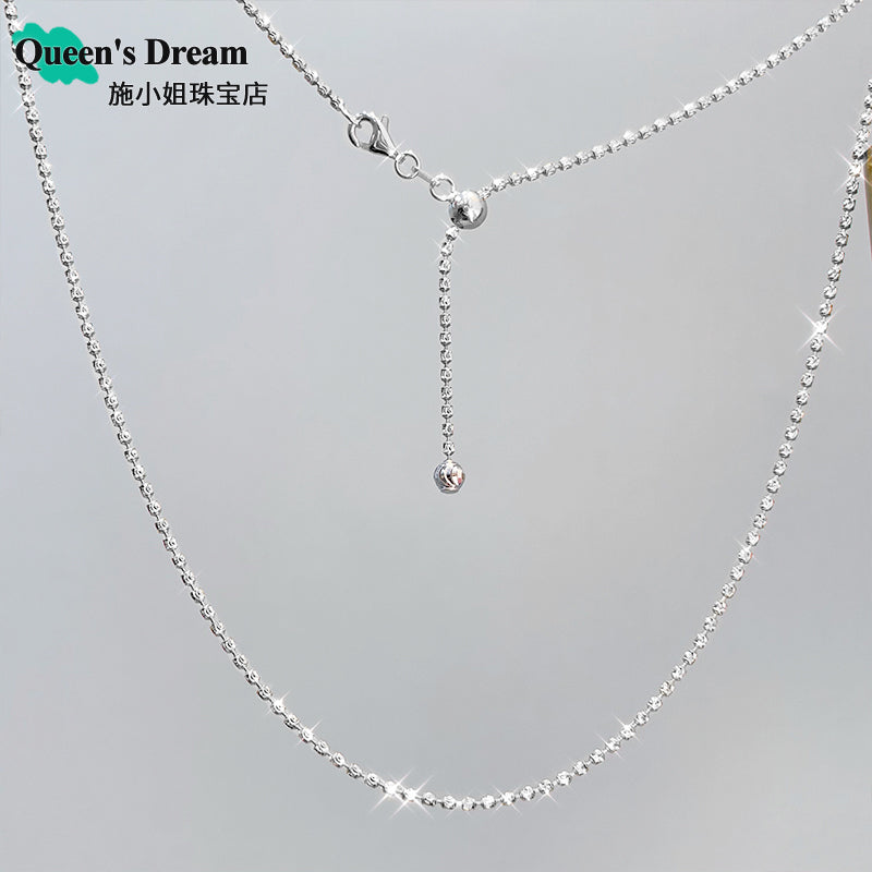 Women Fine Imitation Shiny Silver-Plated Geometric Sterling Silver Metal Realistic Italian Diamond Ball Chain Clasp Necklaces/Colors-Gold/Silver/Geometric/Clear