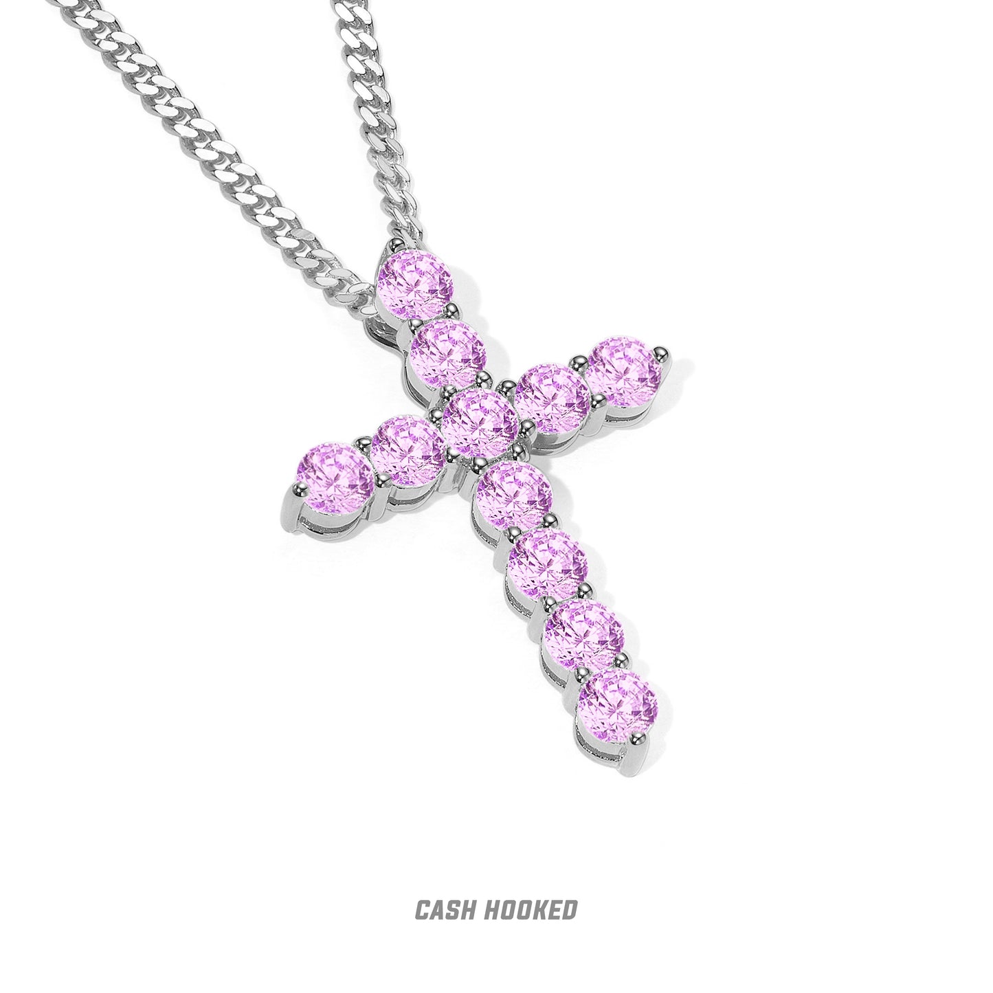 CASHHOOKED Adult Unisex Couple's Fine Imitation Gold-Plated Inlaid Artificial Clear White Shiny-Multicolor Gemstones Cross Pendant Necklaces/Colors-Gold/Multicolor/Clear/Pink/Silver