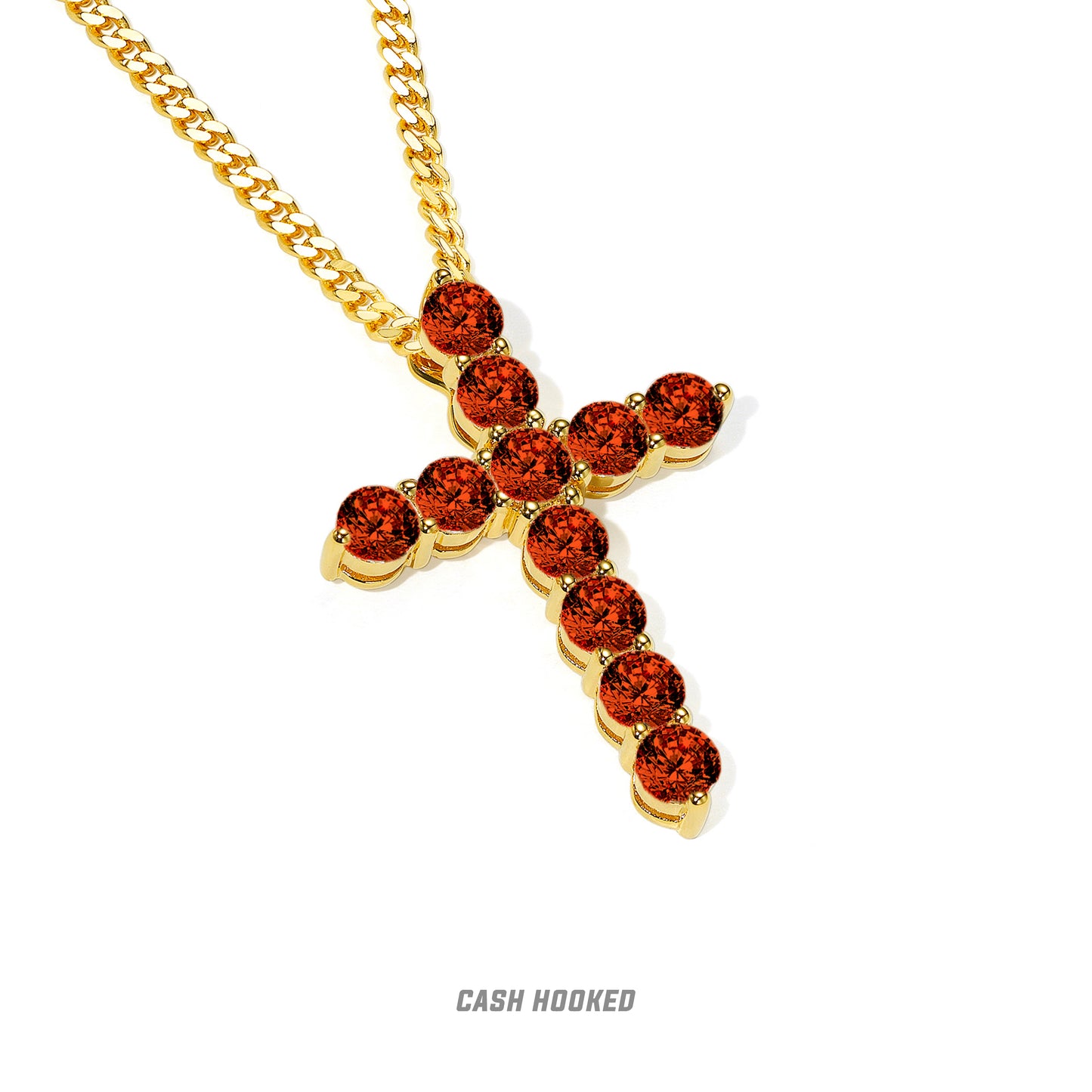 CASHHOOKED Adult Unisex Couple's Fine Imitation Gold-Plated Inlaid Artificial Clear White Shiny-Multicolor Gemstones Cross Pendant Necklaces/Colors-Gold/Multicolor/Clear/Pink/Silver