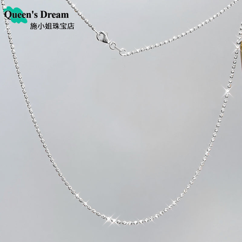 Women Fine Imitation Shiny Silver-Plated Geometric Sterling Silver Metal Realistic Italian Diamond Ball Chain Clasp Necklaces/Colors-Gold/Silver/Geometric/Clear