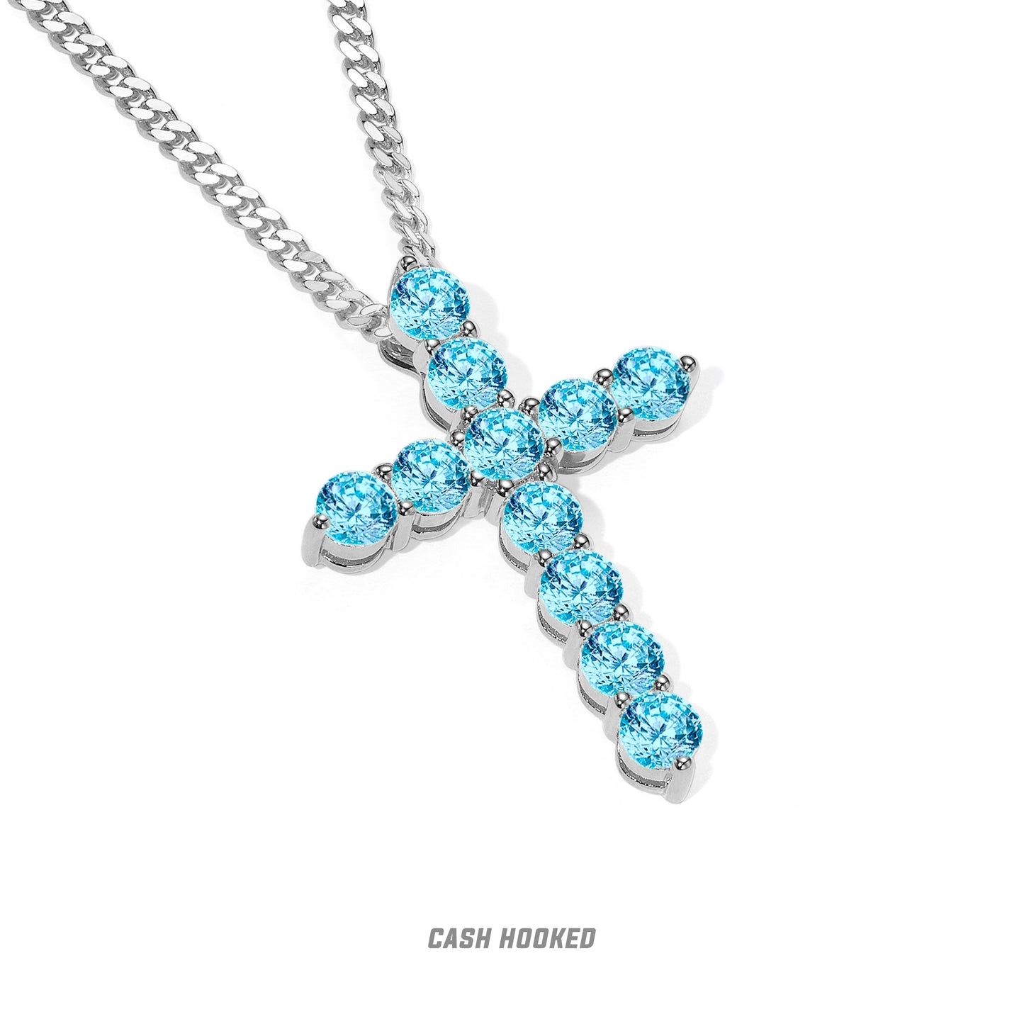 CASHHOOKED Adult Unisex Couple's Fine Imitation Gold-Plated Inlaid Artificial Clear White Shiny-Multicolor Gemstones Cross Pendant Necklaces/Colors-Gold/Multicolor/Clear/Pink/Silver