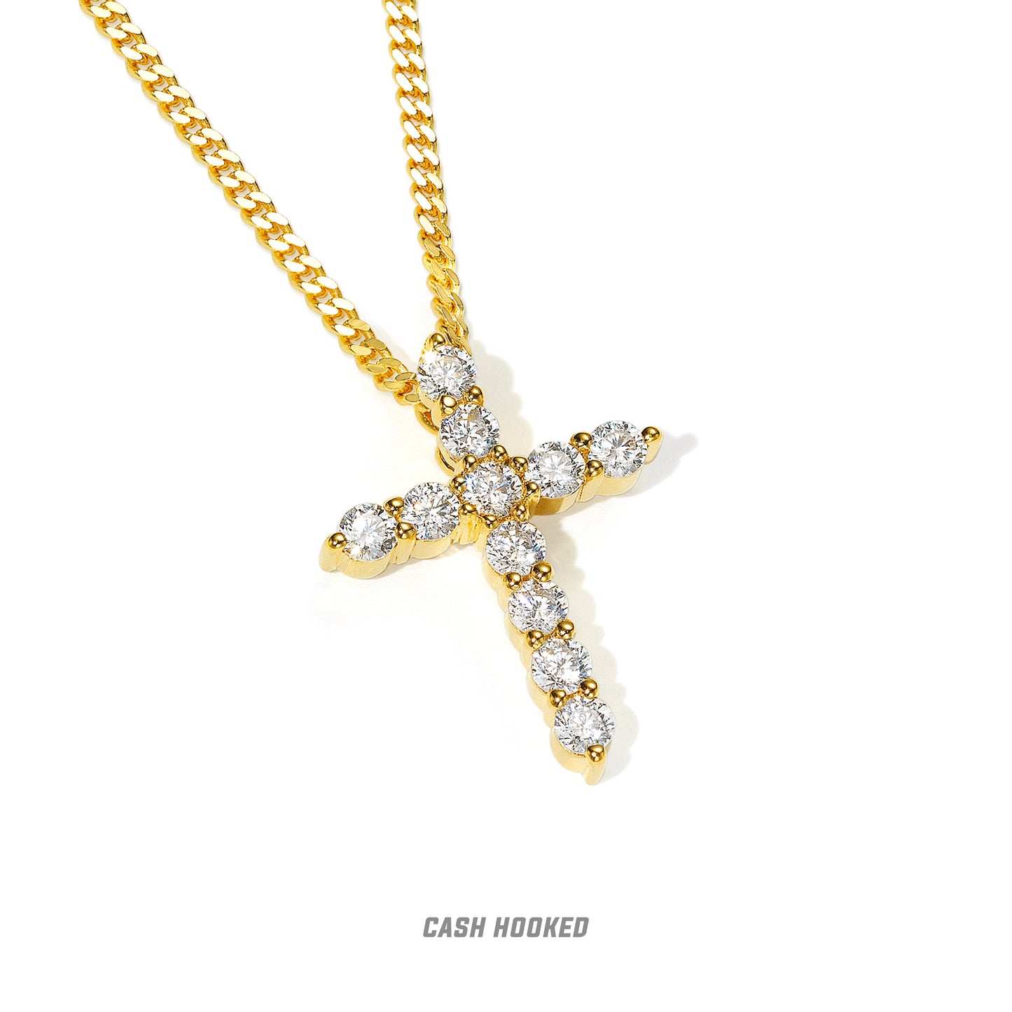 CASHHOOKED Adult Unisex Couple's Fine Imitation Gold-Plated Inlaid Artificial Clear White Shiny-Multicolor Gemstones Cross Pendant Necklaces/Colors-Gold/Multicolor/Clear/Pink/Silver