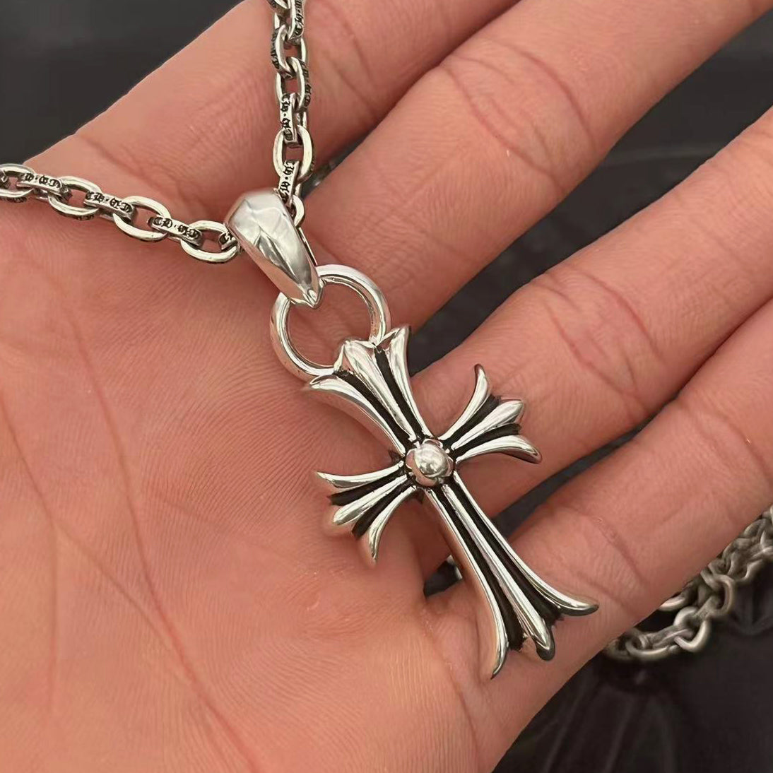 AZER KVK Unisex Fine Imitation Alloy-Gold-Silver Plated Metal European-America Style Design Cross Pendant Large Rope Chain Necklaces