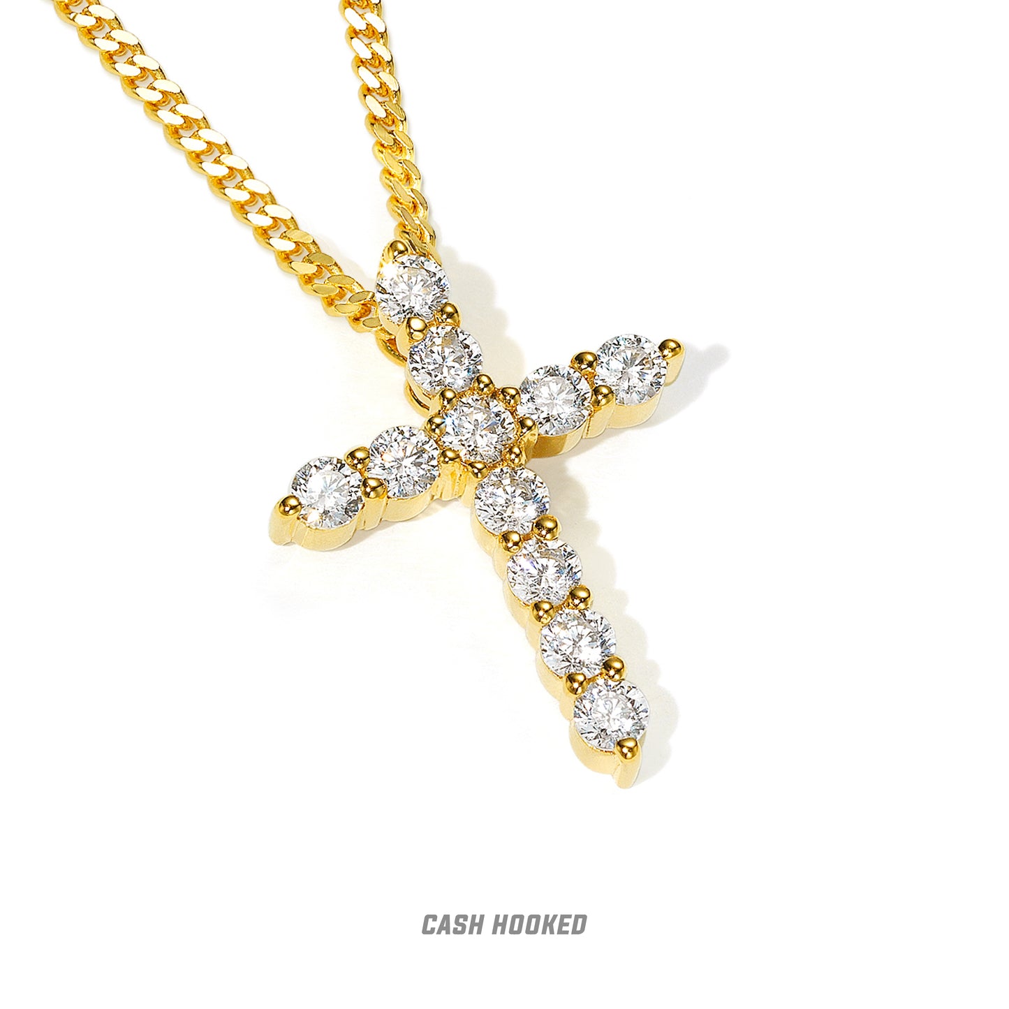 CASHHOOKED Adult Unisex Couple's Fine Imitation Gold-Plated Inlaid Artificial Clear White Shiny-Multicolor Gemstones Cross Pendant Necklaces/Colors-Gold/Multicolor/Clear/Pink/Silver