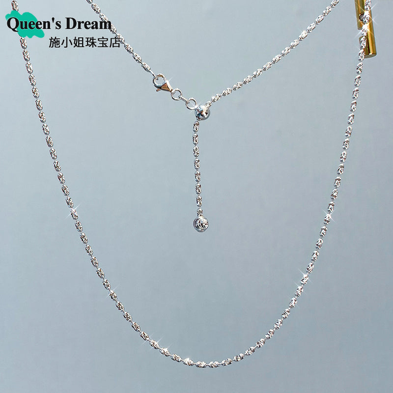 Women Fine Imitation Shiny Silver-Plated Geometric Sterling Silver Metal Realistic Italian Diamond Ball Chain Clasp Necklaces/Colors-Gold/Silver/Geometric/Clear