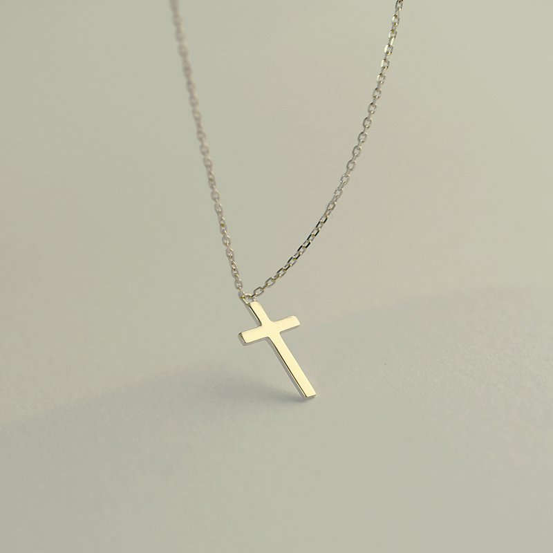 L.BARDEEN Adult Women New Elegant Cross Of Love-Salvation 10K Gold Ball Chain Pendant Necklaces