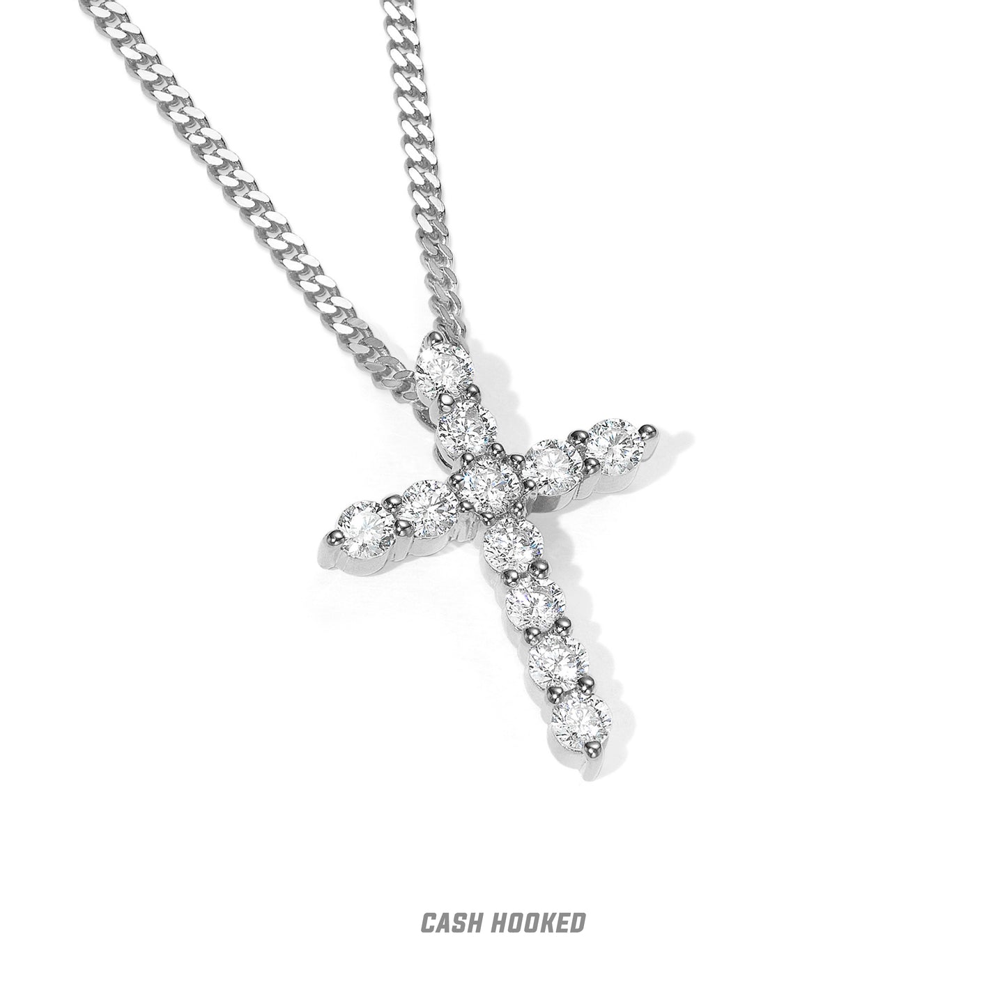 CASHHOOKED Adult Unisex Couple's Fine Imitation Gold-Plated Inlaid Artificial Clear White Shiny-Multicolor Gemstones Cross Pendant Necklaces/Colors-Gold/Multicolor/Clear/Pink/Silver
