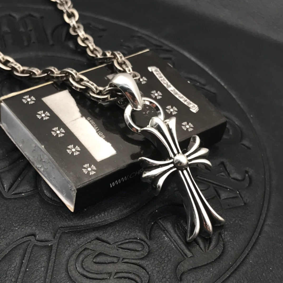 AZER KVK Unisex Fine Imitation Alloy-Gold-Silver Plated Metal European-America Style Design Cross Pendant Large Rope Chain Necklaces
