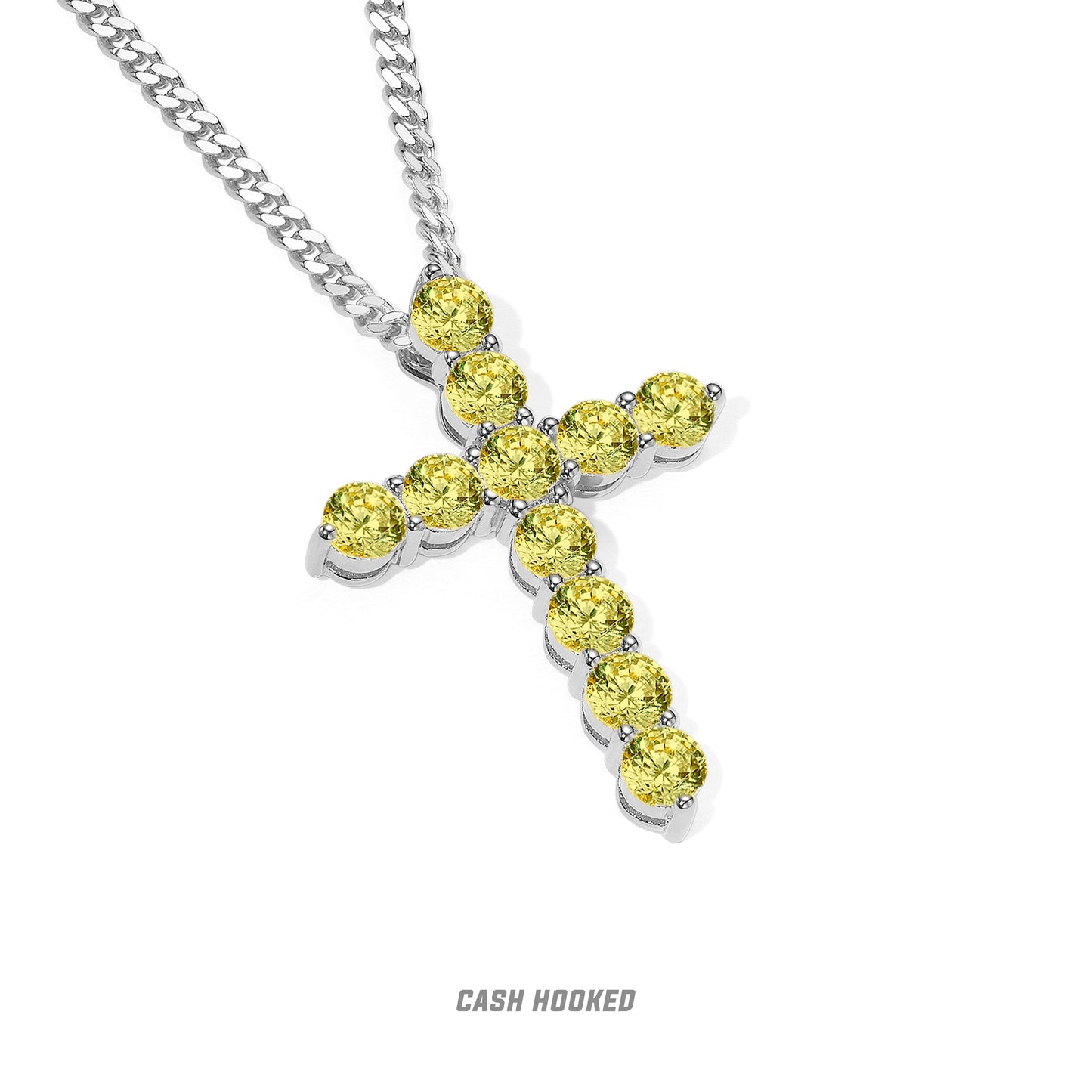 CASHHOOKED Adult Unisex Couple's Fine Imitation Gold-Plated Inlaid Artificial Clear White Shiny-Multicolor Gemstones Cross Pendant Necklaces/Colors-Gold/Multicolor/Clear/Pink/Silver