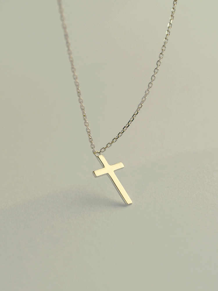 L.BARDEEN Adult Women New Elegant Cross Of Love-Salvation 10K Gold Ball Chain Pendant Necklaces
