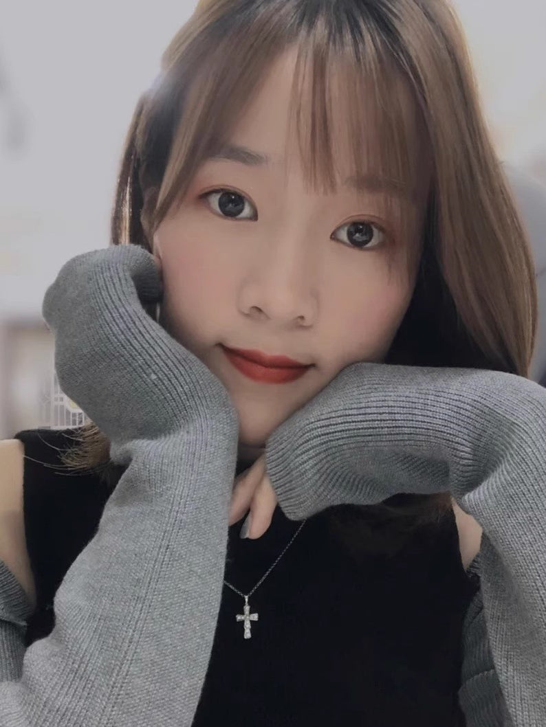 SHANG MEI PLATINUM Adult Unisex Fine Imitation Alloy Metal Silver-Gold-Plated Inlaid 18K Gold Clear White Shiny Full Diamond Gemstones Mini Cross Pendant Clavicle Chain Necklaces