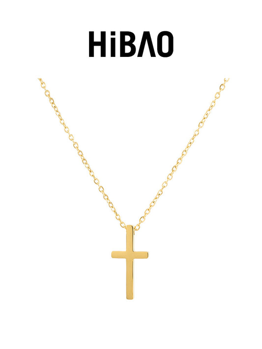 Hipao Xixiaobao 2025 New Arrival 18K Gold Small Cross Necklace Women's Fancy Pendant Clavicle Chain Neck Chain
