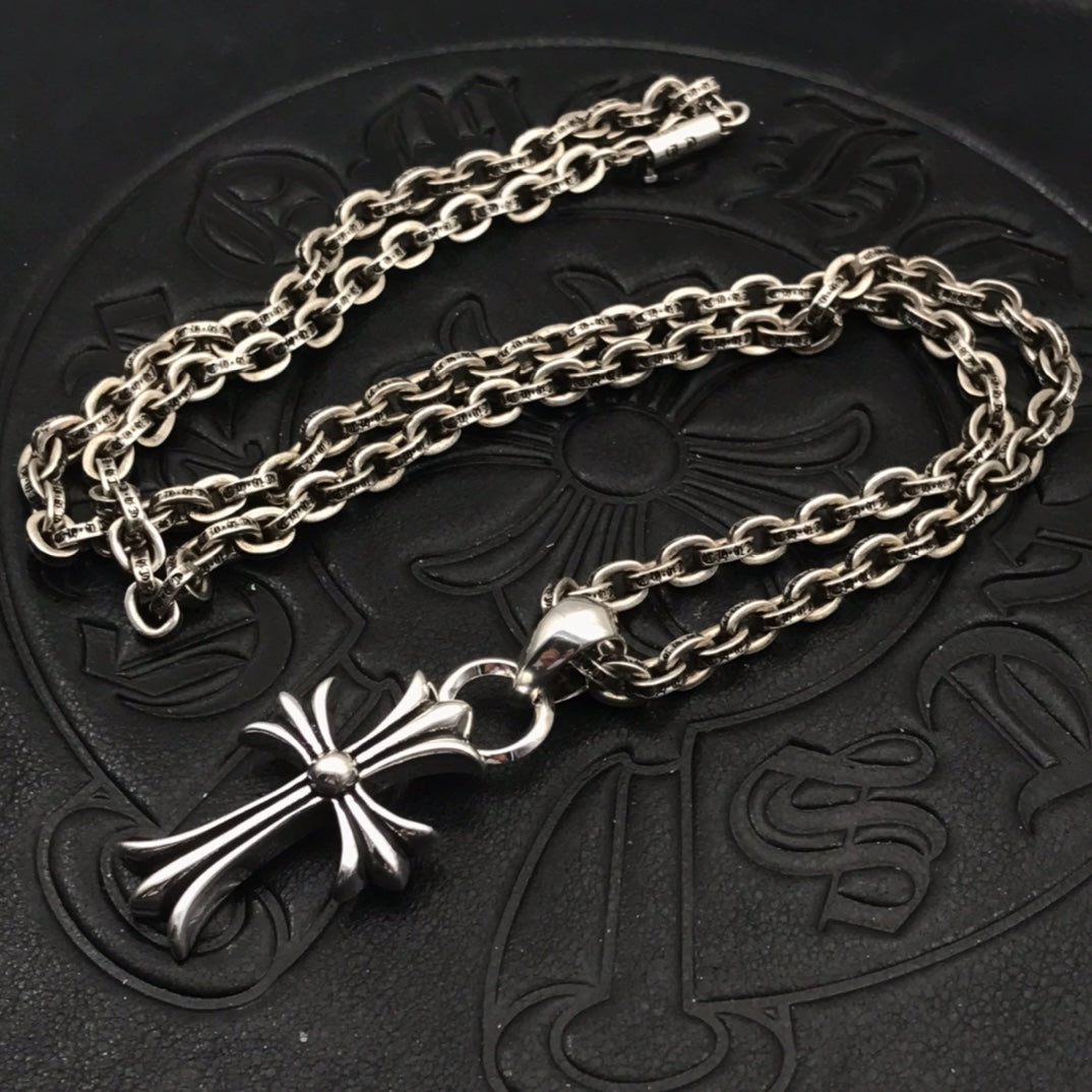 AZER KVK Unisex Fine Imitation Alloy-Gold-Silver Plated Metal European-America Style Design Cross Pendant Large Rope Chain Necklaces