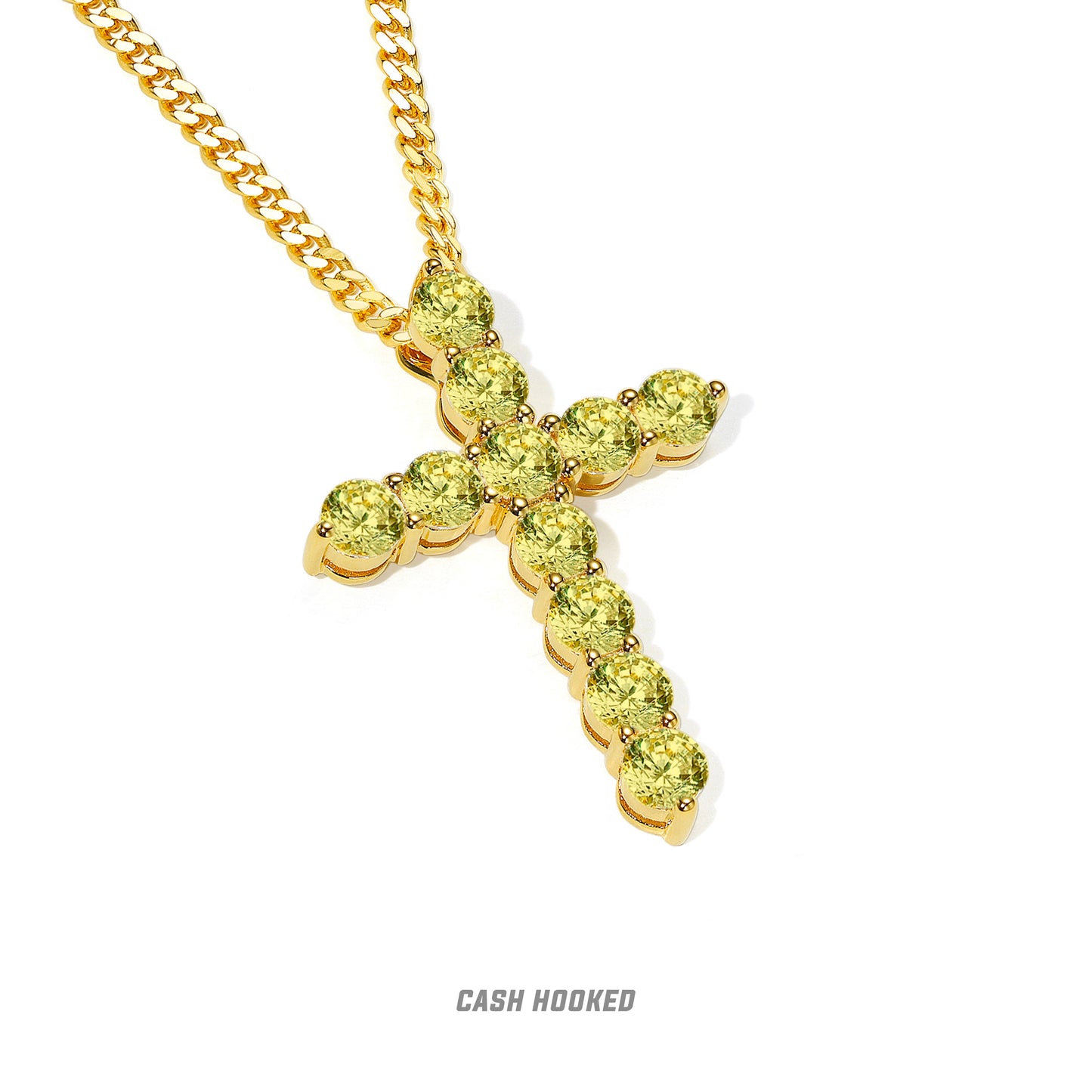 CASHHOOKED Adult Unisex Couple's Fine Imitation Gold-Plated Inlaid Artificial Clear White Shiny-Multicolor Gemstones Cross Pendant Necklaces/Colors-Gold/Multicolor/Clear/Pink/Silver
