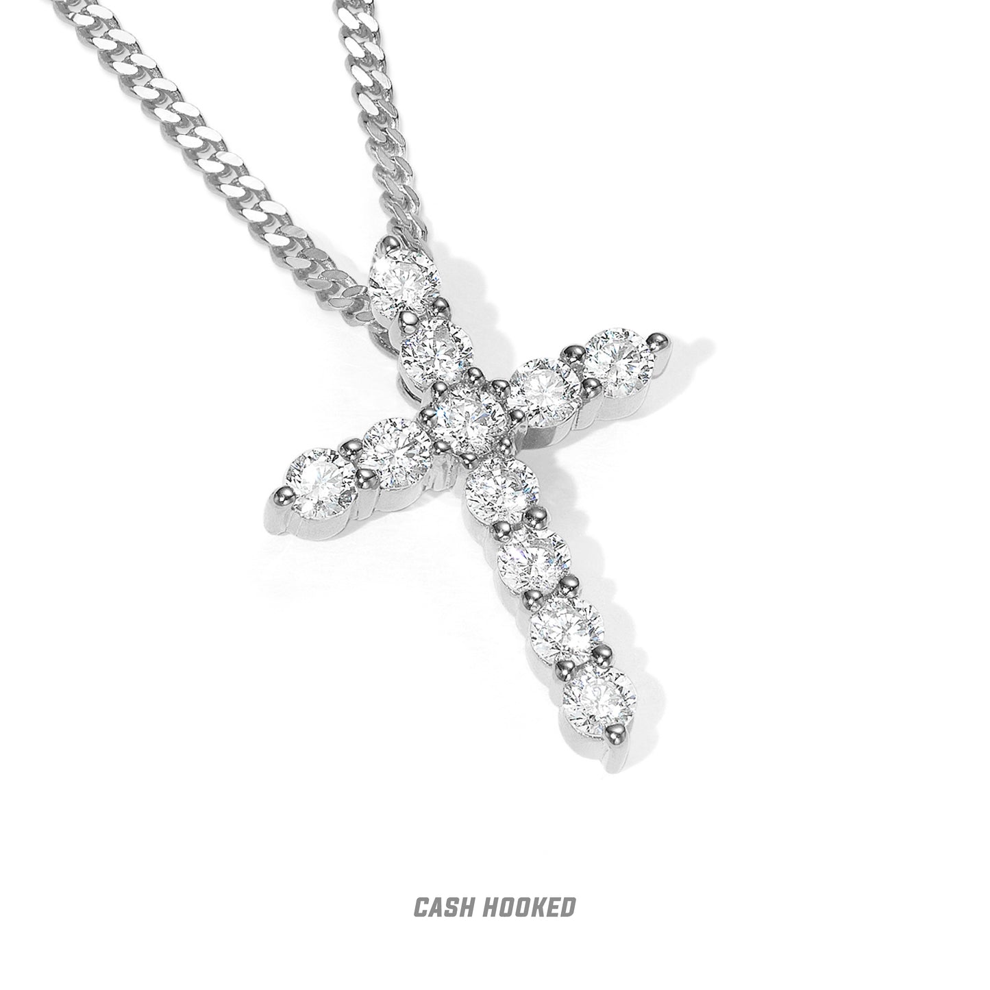 CASHHOOKED Adult Unisex Couple's Fine Imitation Gold-Plated Inlaid Artificial Clear White Shiny-Multicolor Gemstones Cross Pendant Necklaces/Colors-Gold/Multicolor/Clear/Pink/Silver