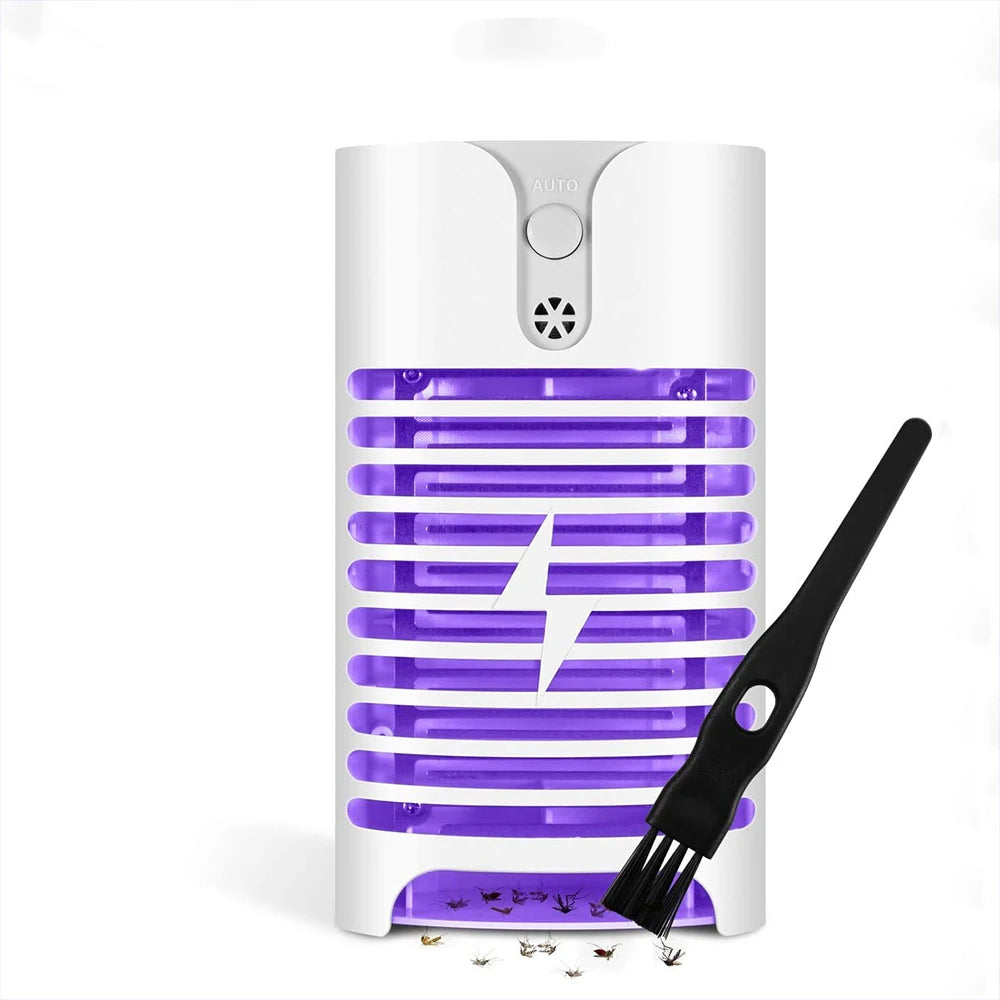 Indoor Mini Purple-White Rectangle Plastic Body 4 LED AC-Powered Killing Mosquito-Flies-Moth-Ants-Midget Insect Killer Zapping Electric Trap Lamps