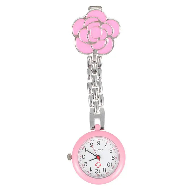 No-EN-Name-Null Adults Metal Alloy Round Shaped Digital Quartz White Face Black Numbers Butterfly-Flower Floral Styles Hanging Locked Pin-On Lapel Nurses Fob Pocket Watches