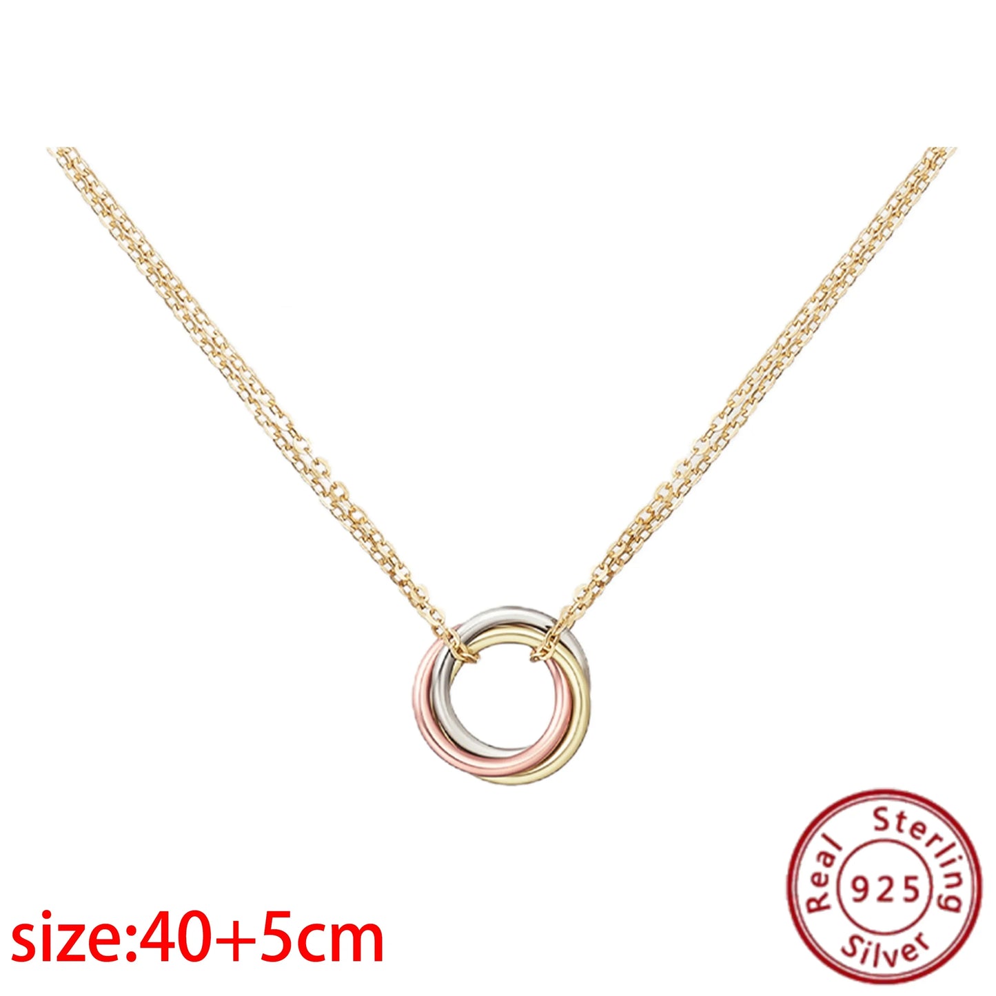 No-EN-Name-Null Adult Women Sterling Silver-Gold Plated Metal Zircon Clear White Diamond Stones Round O-Shaped Fine Imitation Chain Pendant Necklaces/Colors-Gold-Silver/Geometric/Clear/White/Rose Gold