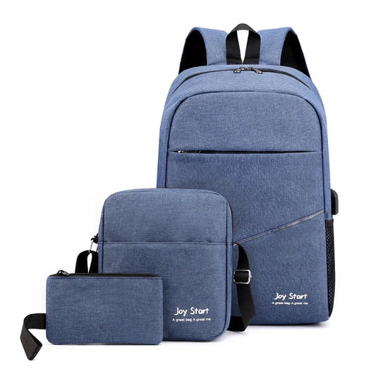 No-EN-Name-Null Waterproof Large Solid Blue Nylon Fabric Curved Back Support Two Detachable Shoulder Straps-Handle Polyester Zippers School Backpacks/External Pockets/Single Laptop Compartment/Colors-Blue/Gray/Red/Black
