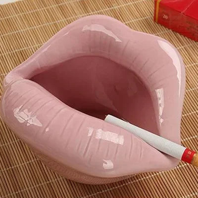 No-EN-Name-Null Cute Cartoon Ceramic Realistic Red Lips Shaped Cigarette Ashtrays/Colors-Purple/Red/Pink