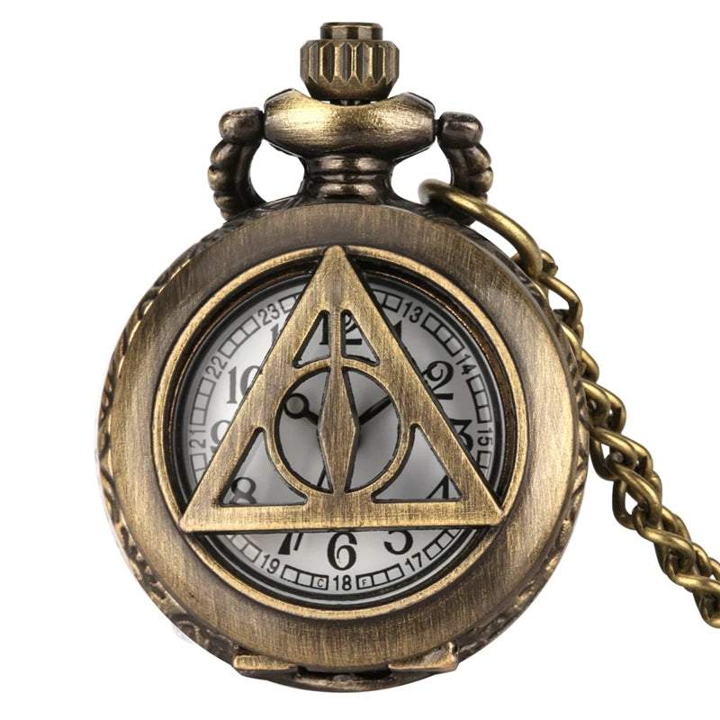 YISUYA Unisex Adults Quartz Small Bronze-White Face Mobile Cell Phone Shaped Stainless Steel Metal Case Acrylic Face 12-Hour Dial Analog Display Pendant Necklace Chain-Pocket Watches