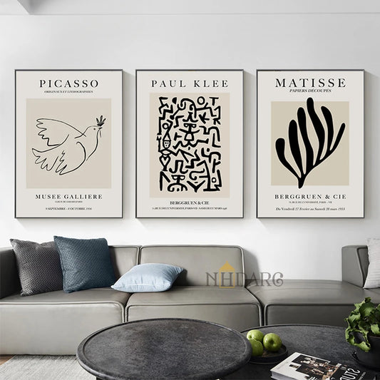 JKPICTURE Modern Art Unframed Rectangle Shaped Scandinavian Abstract HD Canvas Customized Prints/Colors-Black/Beige/White/Multicolor/3 Sizes