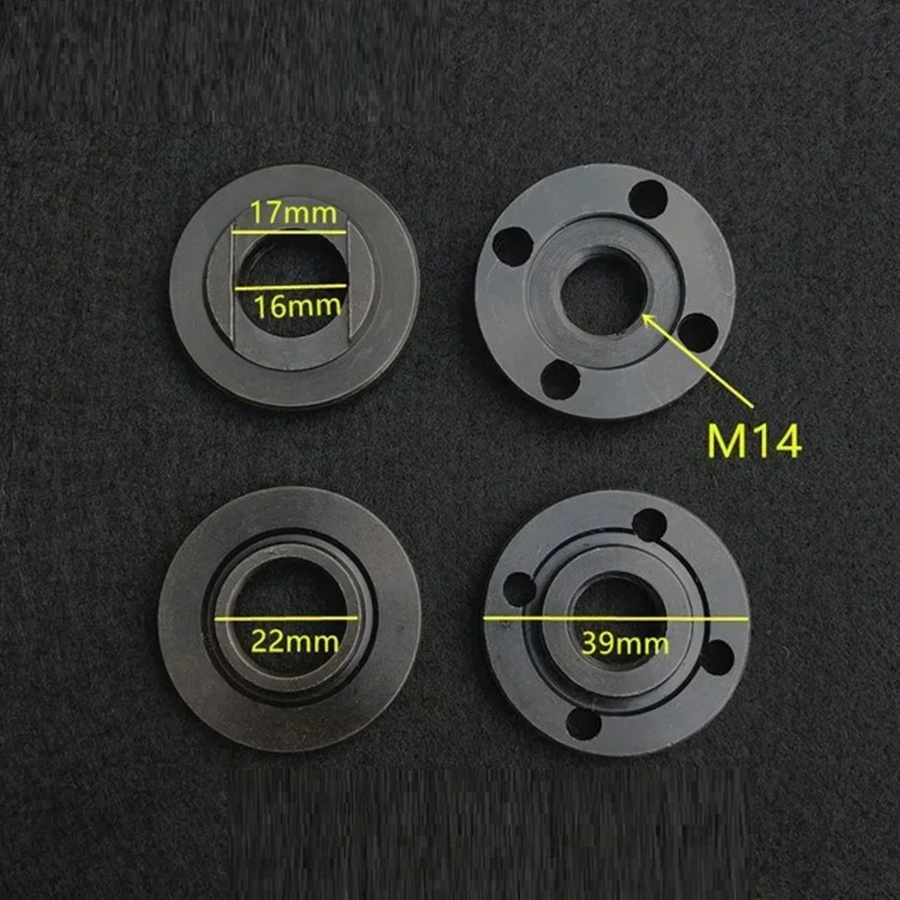 3 PCS Round Black Metal Pressure Plate Angle Grinder Inner-Outer Flange Nut Sets/1 Silver Wrench/Colors-Black/Silver/Gray