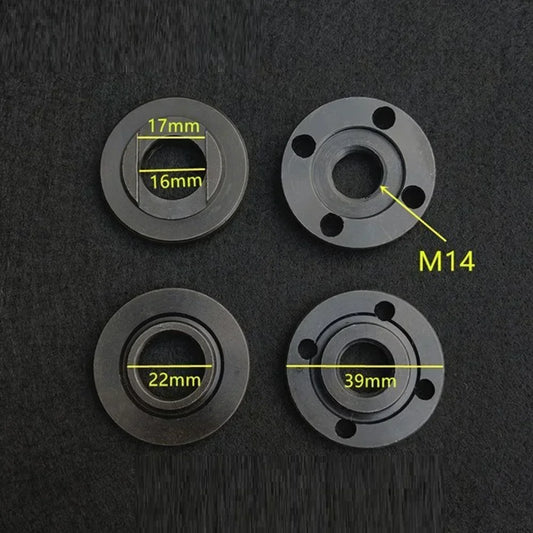 3 PCS Round Black Metal Pressure Plate Angle Grinder Inner-Outer Flange Nut Sets/1 Silver Wrench/Colors-Black/Silver/Gray