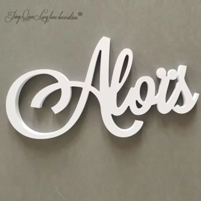 JING QIAN Babies-Kids All Ages Wood Letters Customized Large Name Decorative Plaques/Colors-Beige/Blue/White/Black
