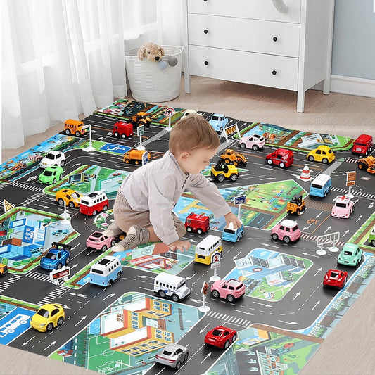 Babies Plastic Waterproof Non-Woven Cartoon Traffic Road Maps Crawling Educational Play Mats/Colors-Multicolor/Gray/Black/Blue/Babies Ages: 6 Months + Older