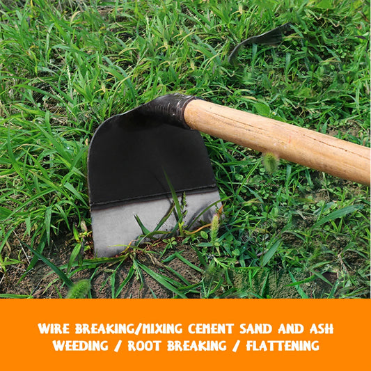 ISFRIDAY Black-Silver Manganese Steel Metal Loosening Soil-Weeding Wood-Handle Hoes