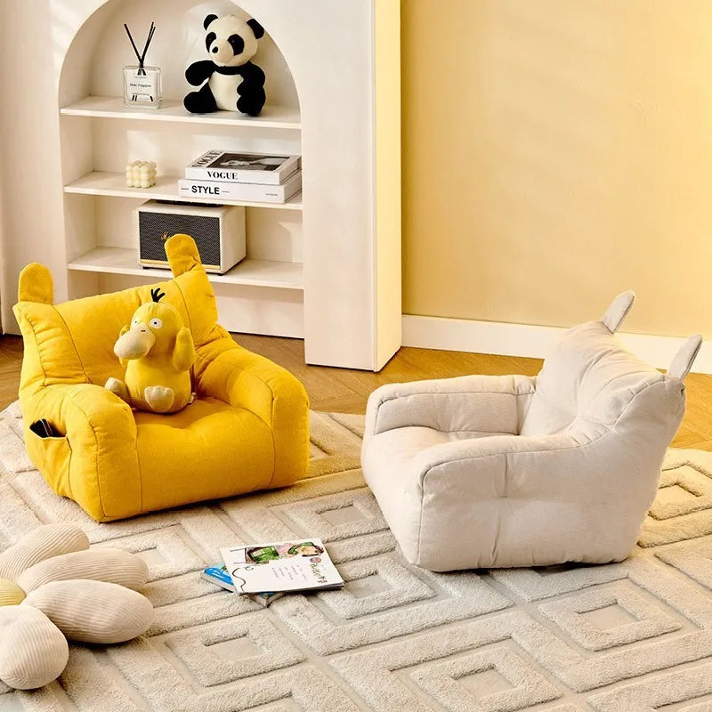 OLEVO Kids Modern U-Shaped Combination Cute Bear Soft Imitation Hemp Linen-Cotton Breathable Velvet Fabric Safe EPS Particles Deep Play Sofa/Colors-Green, Yellow, White/Size-38x38x35cm or Dimensions: 43x43x40cm