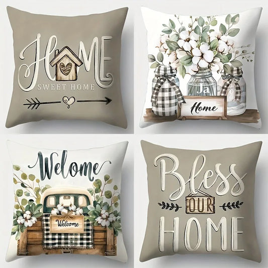 100% Polyester Printed  Decorative Pillowcases/Colors-Multicolor/Pink/Gray/White