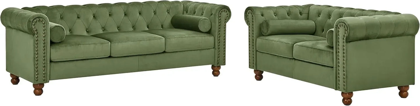 No-EN-Name-Null Modern Chesterfield Velvet Loveseat Sofas