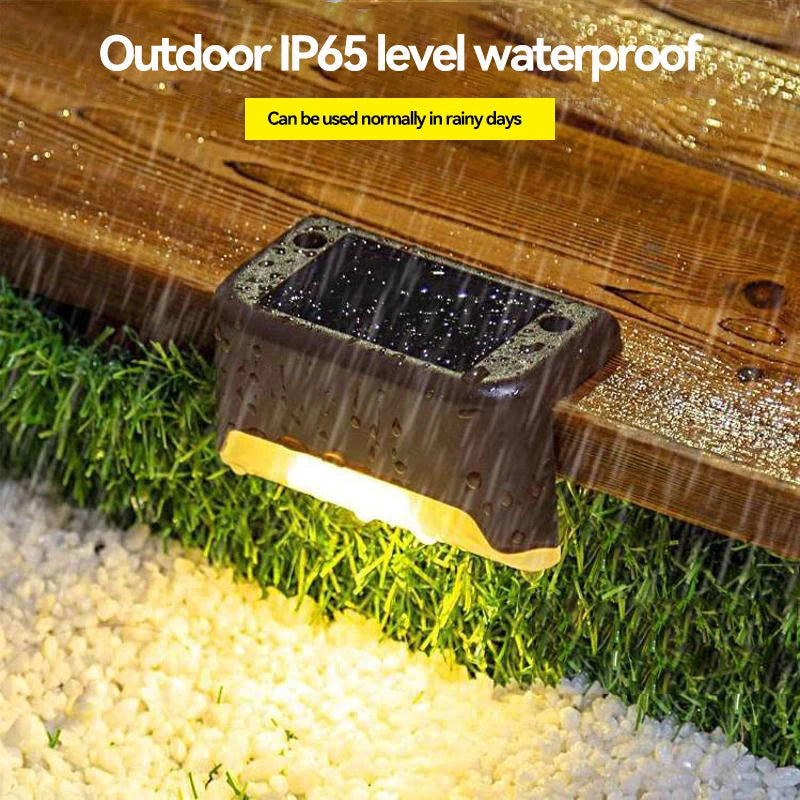 NOWYEY Outdoor Waterproof Solar-Powered Intelligent Control Switch Automatic Light Sensing Design Black Rectangle Shaped Deck Stair Lights Landscape Pathway Lighting /Colors-Black/Brown/White/Yellow/Green/Bronze