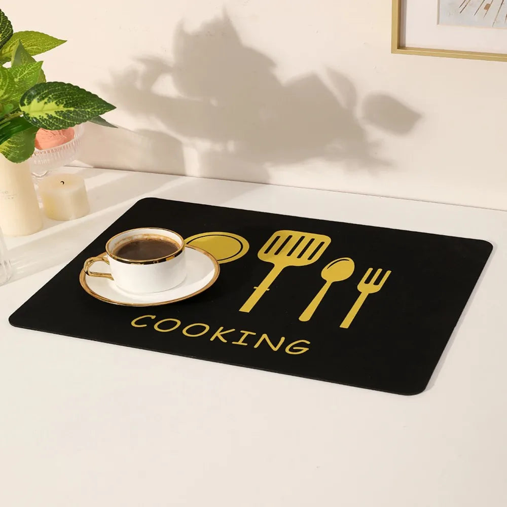 VIKAMA Anti-Slip Waterproof Kitchen Geometric Dish Drainage Mat